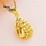 Sand Peacock Teardrop Heart Pendant Charm Necklace
