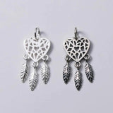 925 Silver Heart Dream Catcher Charm Necklace Pendant DIY Women Jewelry
