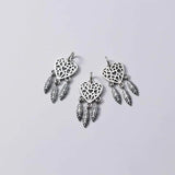 925 Silver Heart Dream Catcher Charm Necklace Pendant DIY Women Jewelry