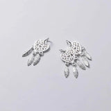 925 Silver Heart Dream Catcher Charm Necklace Pendant DIY Women Jewelry