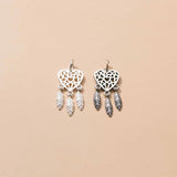 925 Silver Heart Dream Catcher Charm Necklace Pendant DIY Women Jewelry