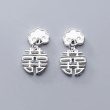 925 Silver Double Happiness Letter Charms for DIY Jewelry