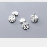 925 Silver Double Happiness Letter Charms for DIY Jewelry