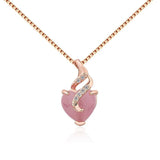 Heart Shape Rose Quartz Pendant Necklace 14k Chain Fine Jewelry