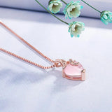 Heart Shape Rose Quartz Pendant Necklace 14k Chain Fine Jewelry