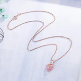 Heart Shape Rose Quartz Pendant Necklace 14k Chain Fine Jewelry