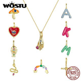 925 Silver Plated Letter Heart Snake Pendant Necklace