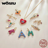925 Silver Plated Letter Heart Snake Pendant Necklace