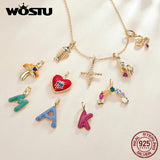 925 Silver Plated Letter Heart Snake Pendant Necklace