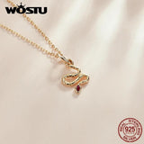 925 Silver Plated Letter Heart Snake Pendant Necklace