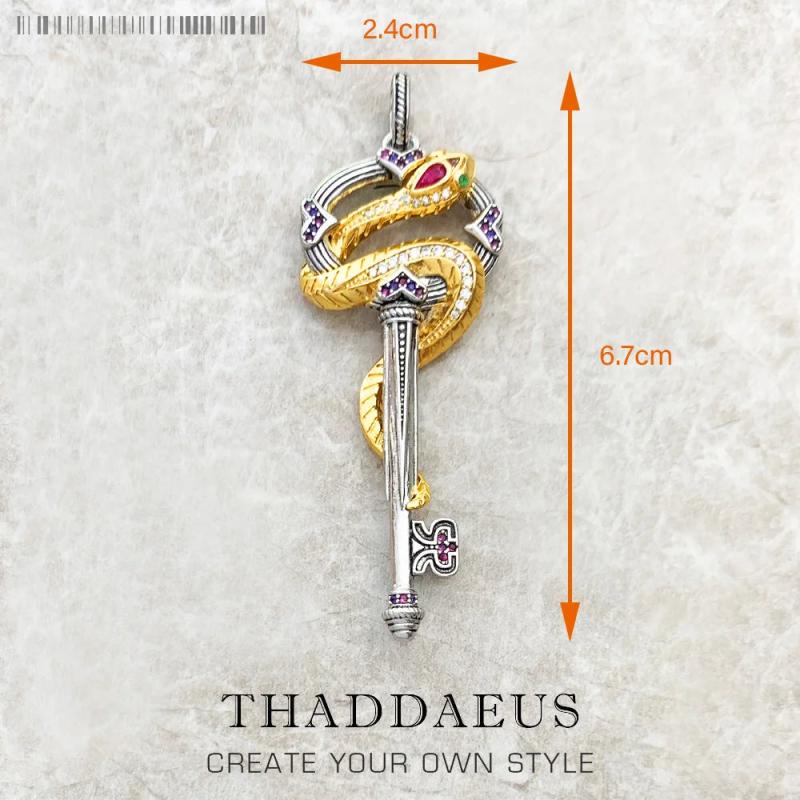 Snake Heart Pendant Key Winged Summer Jewelry 925 Silver Gift for Woman