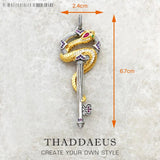 Snake Heart Pendant Key Winged Summer Jewelry 925 Silver Gift for Woman