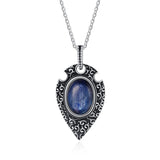 Kyanite Pendant S925 Silver Necklace for Women Vintage Style Jewelry