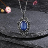 Kyanite Pendant S925 Silver Necklace for Women Vintage Style Jewelry