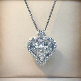 Heart Lab Diamond Pendant 925 Sterling Silver Pendants Chain Necklace For Women