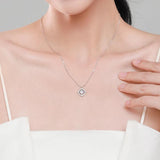 Clear Zircon Geometric Necklace 925 Sterling Silver Jewelry