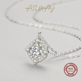 Clear Zircon Geometric Necklace 925 Sterling Silver Jewelry