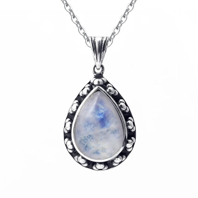 Sandstone Pendant Necklace 925 Silver 10x14mm Pear Shape Women