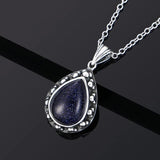 Sandstone Pendant Necklace 925 Silver 10x14mm Pear Shape Women