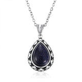 Sandstone Pendant Necklace 925 Silver 10x14mm Pear Shape Women