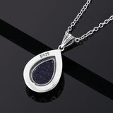 Sandstone Pendant Necklace 925 Silver 10x14mm Pear Shape Women