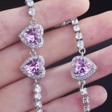 Zircon Love Pull Choker Necklace High-Def Sweet Pink Bling Bling Chain