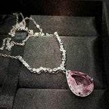 Morganite Water Drop Pear-Shaped Necklace 925 Stamp Diamond