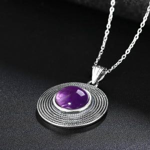 10MM Round Amethyst Pendant Necklace - Women's Gemstone Charm Necklace