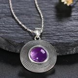 10MM Round Amethyst Pendant Necklace - Women's Gemstone Charm Necklace