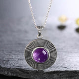 10MM Round Amethyst Pendant Necklace - Women's Gemstone Charm Necklace