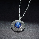 10MM Natural Kyanite Pendant Necklace 925 Sterling Silver - Vintage Necklace