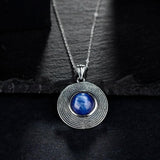 10MM Natural Kyanite Pendant Necklace 925 Sterling Silver - Vintage Necklace