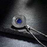 10MM Natural Kyanite Pendant Necklace 925 Sterling Silver - Vintage Necklace