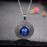 10MM Natural Kyanite Pendant Necklace 925 Sterling Silver - Vintage Necklace