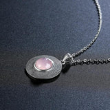 925 Silver Necklace Round 10MM Rose Quartz Pendant Jewelry