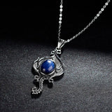 Natural Kyanite 925 Silver Vintage Pendant Necklace - 8x10MM Oval