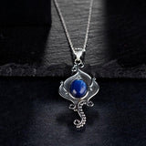 Natural Kyanite 925 Silver Vintage Pendant Necklace - 8x10MM Oval