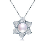 Freshwater Pearl Necklace 925 Sterling Silver Cross Zircon Pendant
