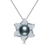 Freshwater Pearl Necklace 925 Sterling Silver Cross Zircon Pendant