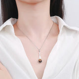 925 Silver Tiger Eye Rhodochrosite Pendant Necklace