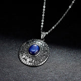 Oval Kyanite Pendant 925 Sterling Silver Necklace for Women Men