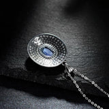 Oval Kyanite Pendant 925 Sterling Silver Necklace for Women Men