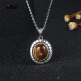 925 Silver Tiger Eye Pendant Necklace for Women