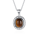 925 Silver Tiger Eye Pendant Necklace for Women