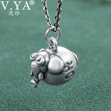 925 Silver Elephant Pendant S925 Solid Thai Silver Pendants for Women Men