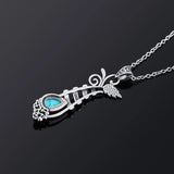 Vintage S925 Silver Turquoise Pendant Necklace Women Grape Plant Long