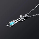 Vintage S925 Silver Turquoise Pendant Necklace Women Grape Plant Long