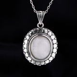 S925 Moonstone Vintage Texture Necklace Engagement Party