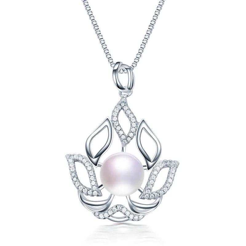 925 Silver Zircon & Pearl Pendant Necklace