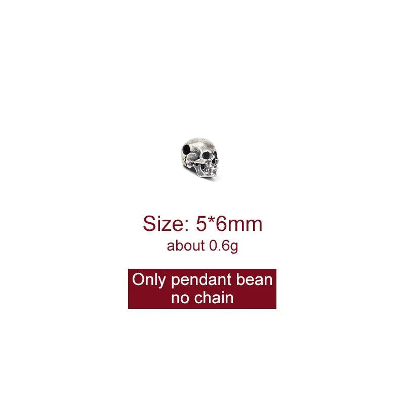 S925 Silver Gothic Punk Skull Silver Bead Pendant Thai Silver